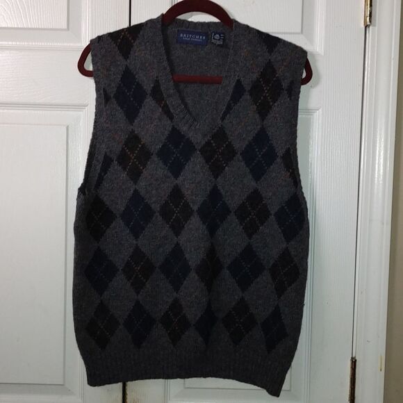 Britches  Great outdoors 100% pure wool grey sweater vest Sz L - Picture 1 of 5